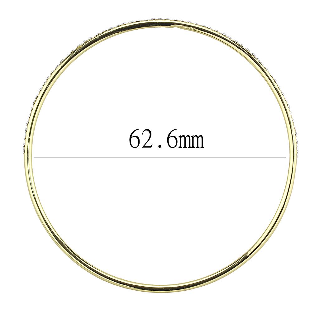Gold Brass Bangle with Top Grade Crystal  in Clear