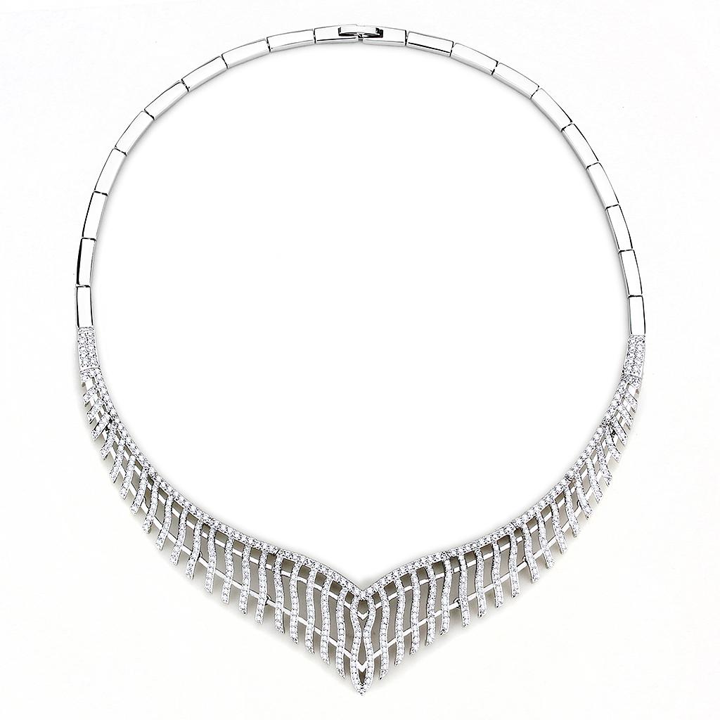 Rhodium Brass Jewelry Sets with AAA Grade CZ  in Clear