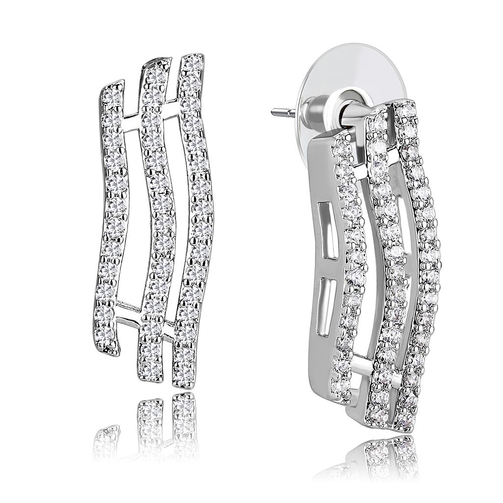 Rhodium Brass Jewelry Sets with AAA Grade CZ  in Clear