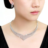 Rhodium Brass Jewelry Sets with AAA Grade CZ  in Clear