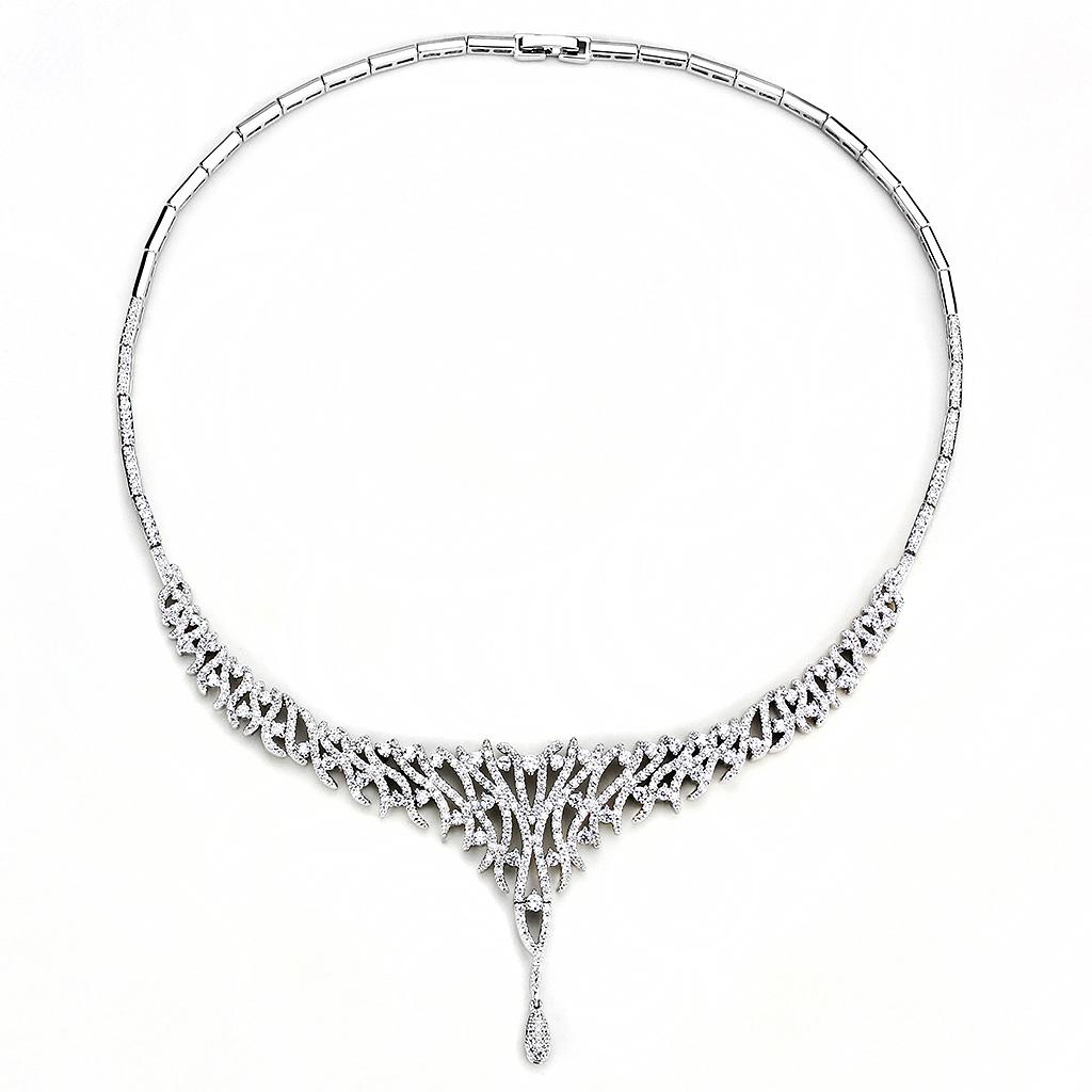 Rhodium Brass Jewelry Sets with AAA Grade CZ  in Clear