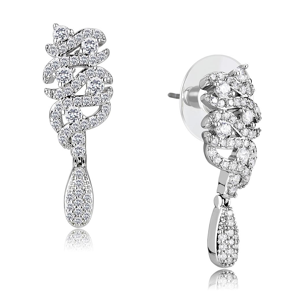 Rhodium Brass Jewelry Sets with AAA Grade CZ  in Clear
