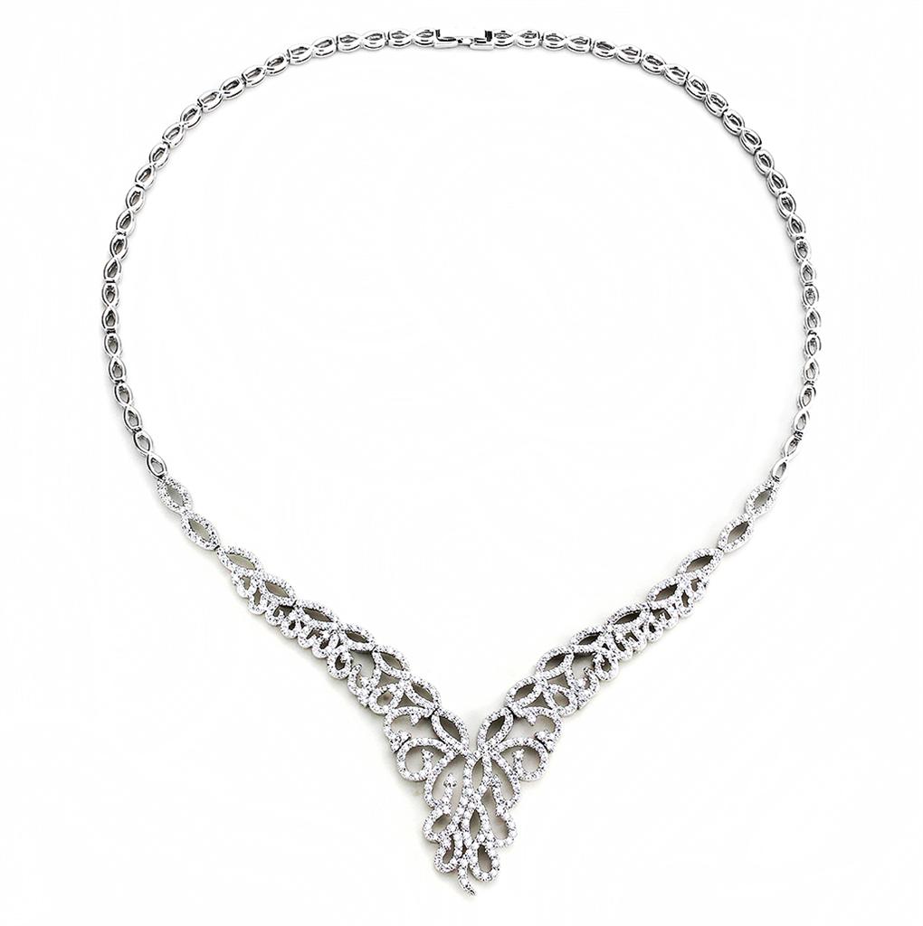 Rhodium Brass Jewelry Sets with AAA Grade CZ  in Clear