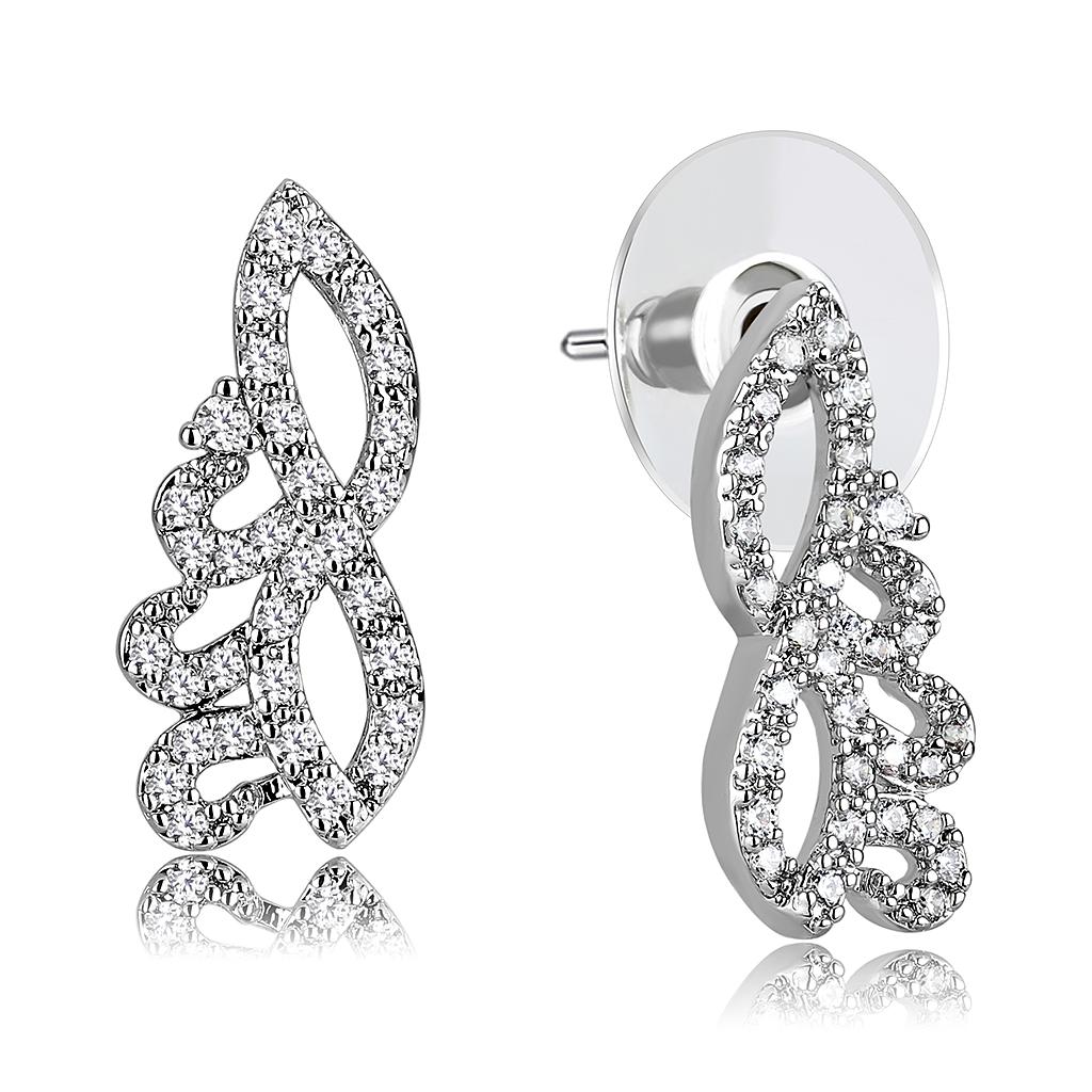Rhodium Brass Jewelry Sets with AAA Grade CZ  in Clear