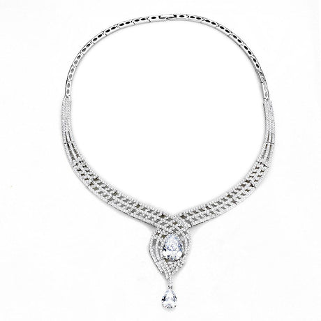 Rhodium Brass Jewelry Sets with AAA Grade CZ  in Clear
