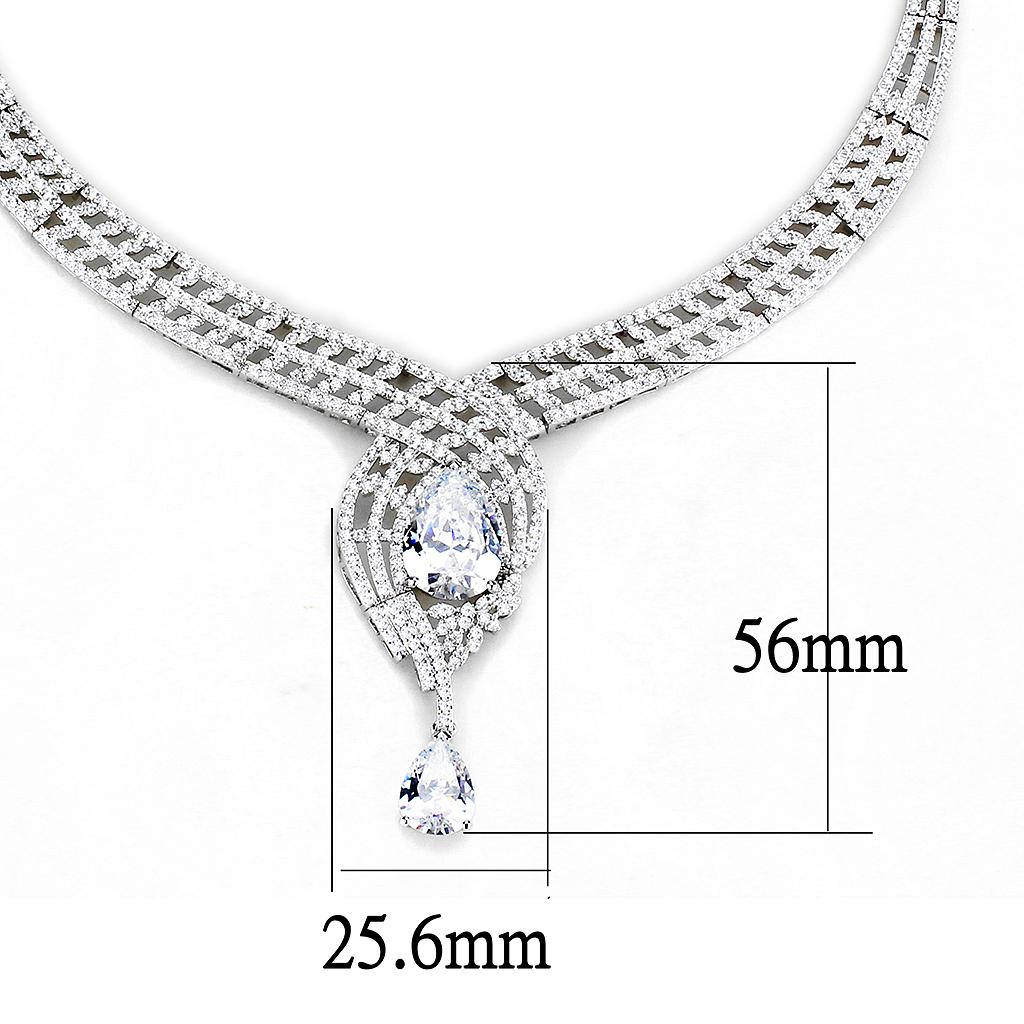 Rhodium Brass Jewelry Sets with AAA Grade CZ  in Clear