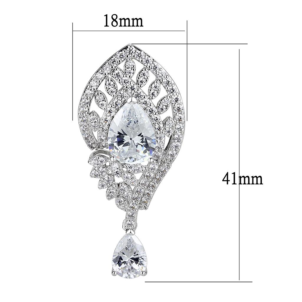 Rhodium Brass Jewelry Sets with AAA Grade CZ  in Clear