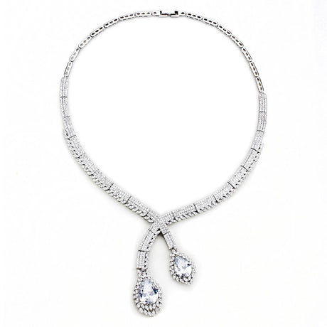 Rhodium Brass Jewelry Sets with AAA Grade CZ  in Clear