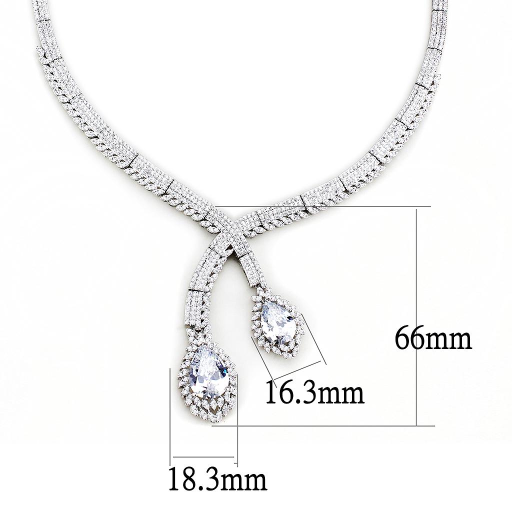 Rhodium Brass Jewelry Sets with AAA Grade CZ  in Clear