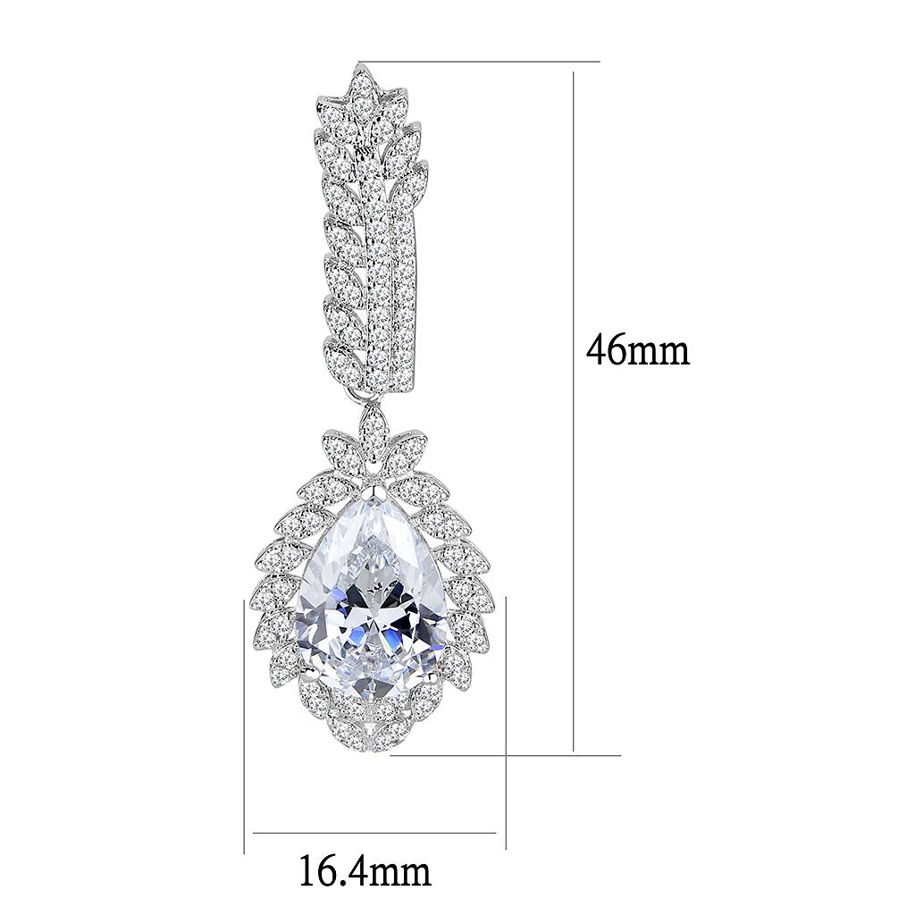 Rhodium Brass Jewelry Sets with AAA Grade CZ  in Clear