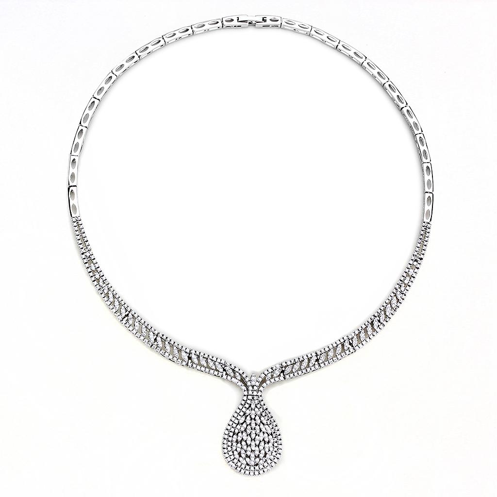 Rhodium Brass Jewelry Sets with AAA Grade CZ  in Clear