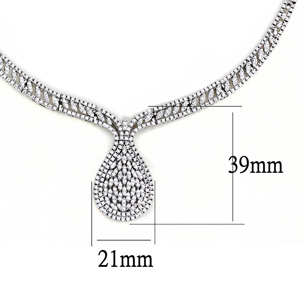 Rhodium Brass Jewelry Sets with AAA Grade CZ  in Clear