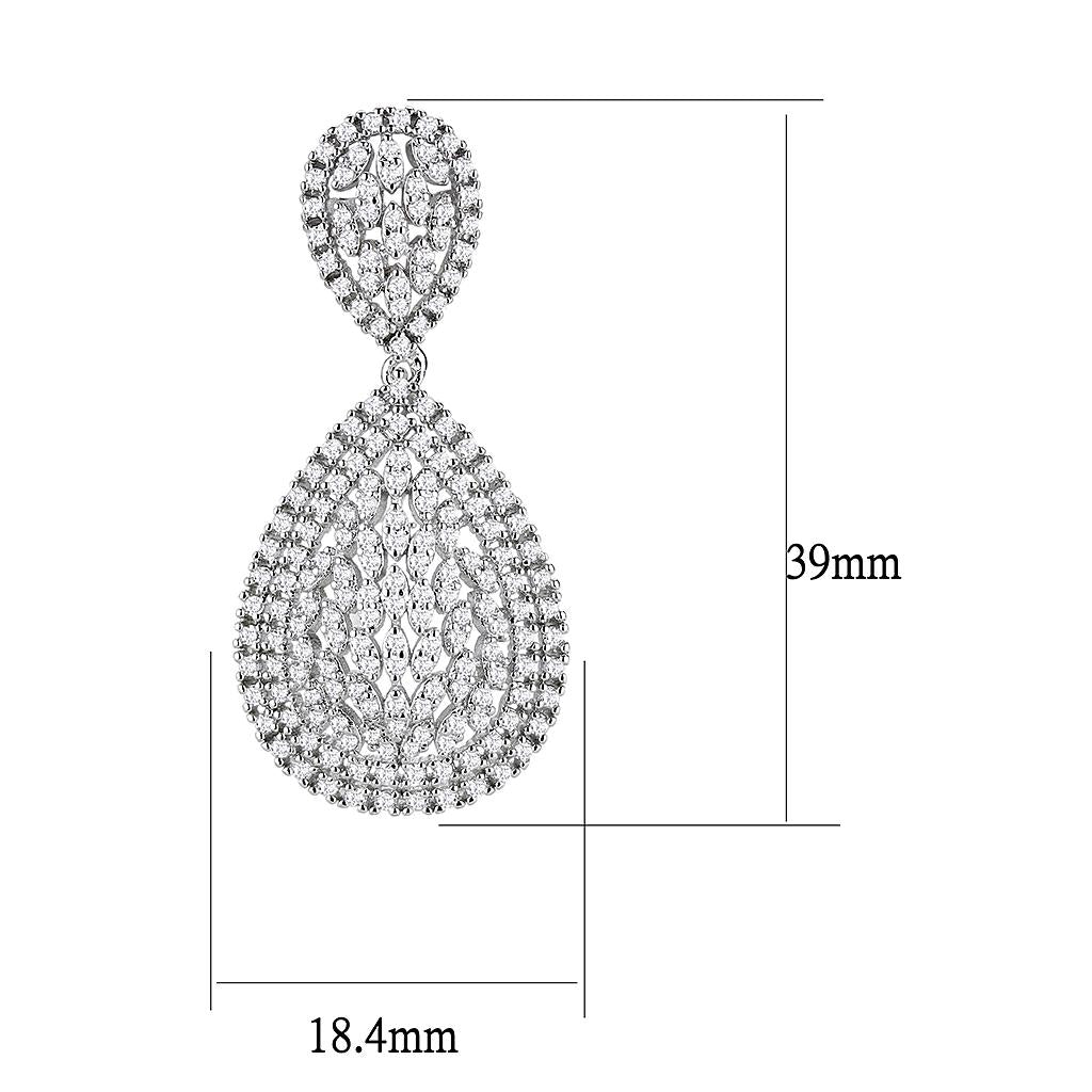 Rhodium Brass Jewelry Sets with AAA Grade CZ  in Clear
