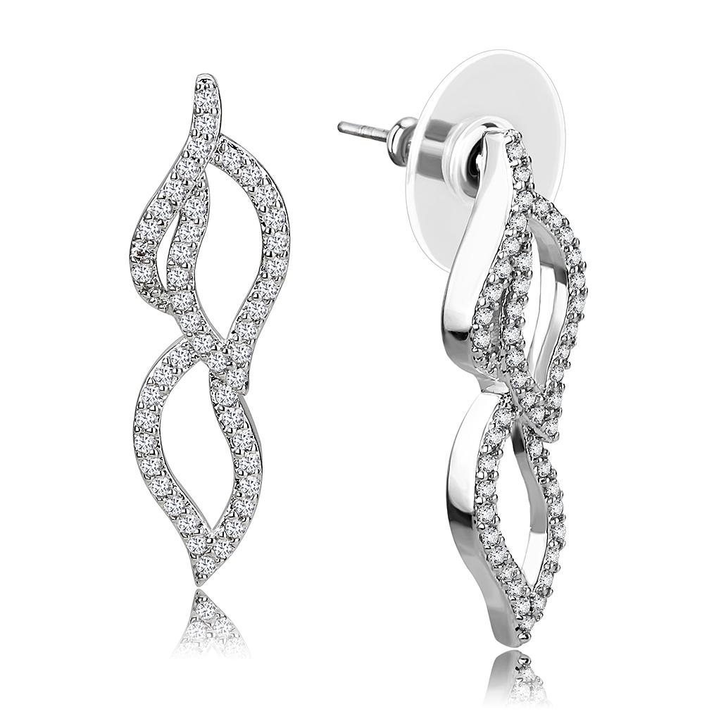 Rhodium Brass Jewelry Sets with AAA Grade CZ  in Clear