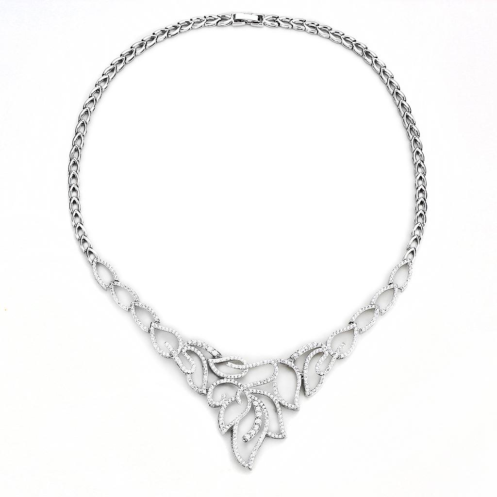 Rhodium Brass Jewelry Sets with AAA Grade CZ  in Clear