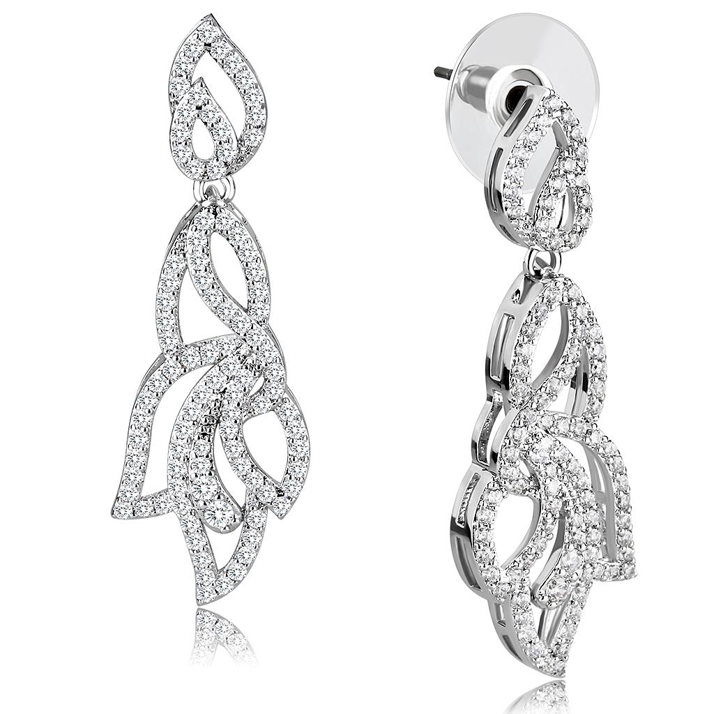 Rhodium Brass Jewelry Sets with AAA Grade CZ  in Clear