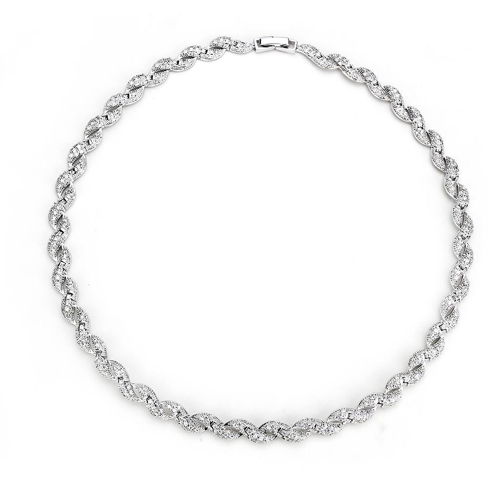 Rhodium Brass Jewelry Sets with AAA Grade CZ  in Clear