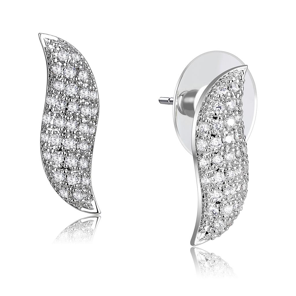 Rhodium Brass Jewelry Sets with AAA Grade CZ  in Clear