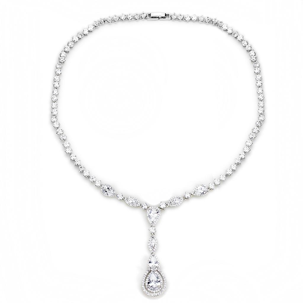 Rhodium Brass Jewelry Sets with AAA Grade CZ  in Clear