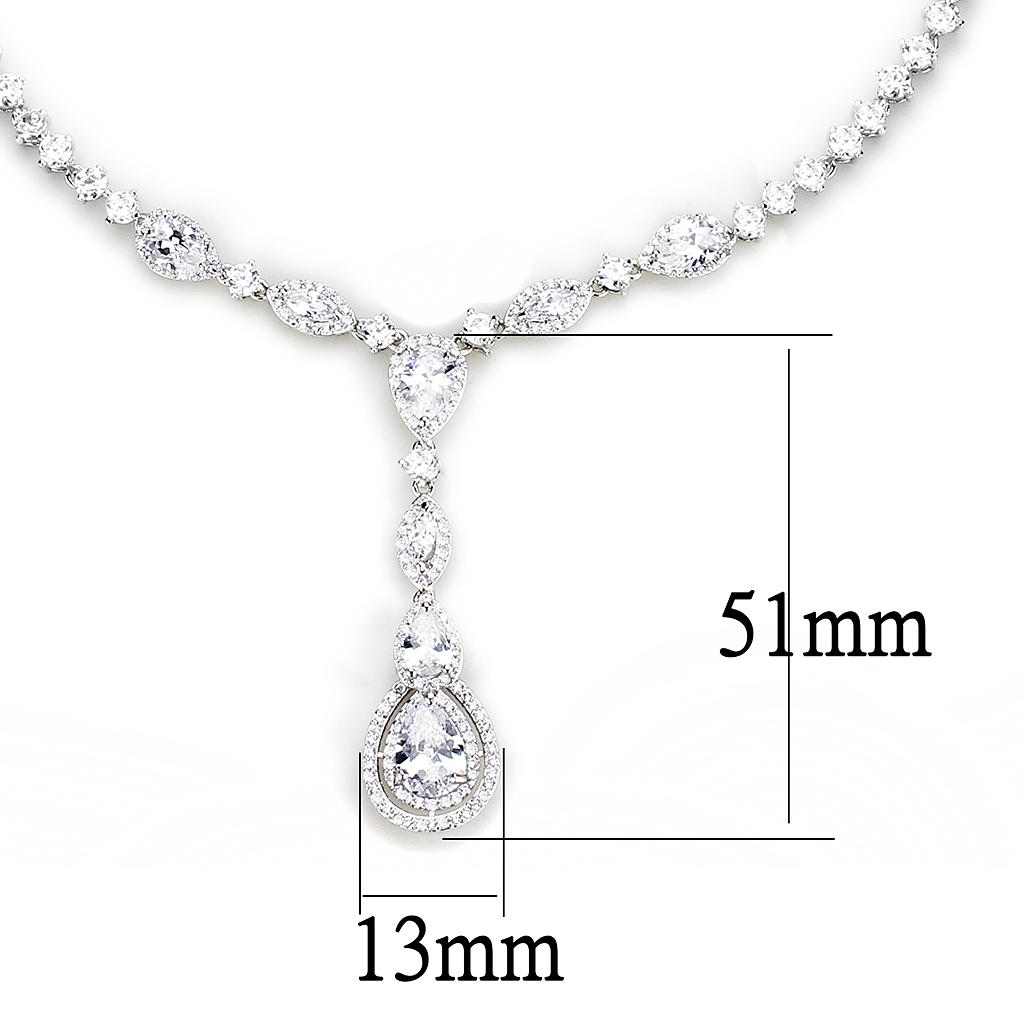 Rhodium Brass Jewelry Sets with AAA Grade CZ  in Clear