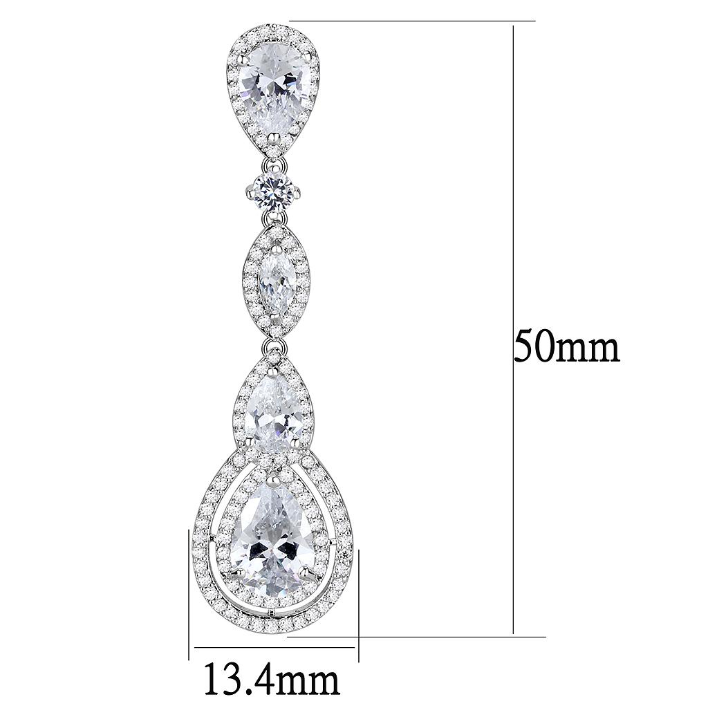 Rhodium Brass Jewelry Sets with AAA Grade CZ  in Clear