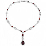 Rhodium Brass Jewelry Sets with Synthetic Synthetic Glass in Garnet