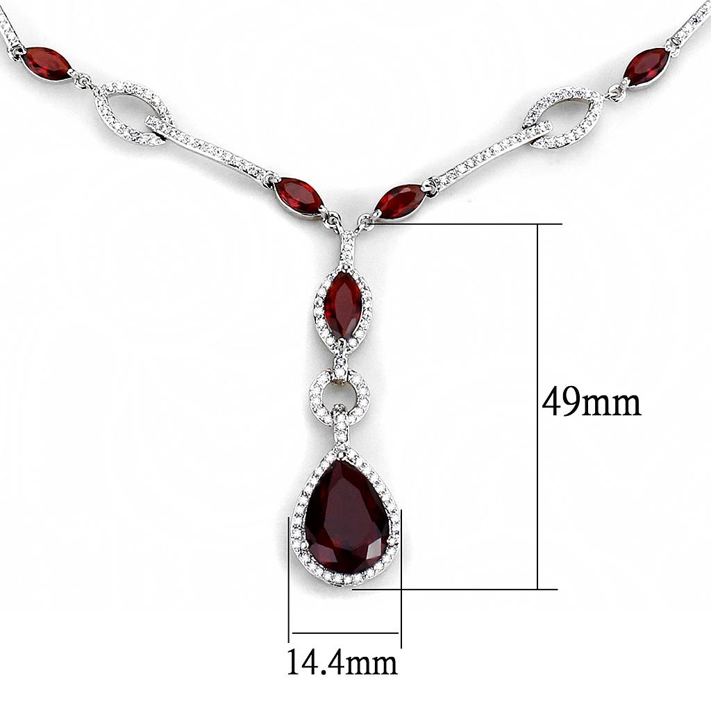 Rhodium Brass Jewelry Sets with Synthetic Synthetic Glass in Garnet