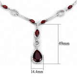 Rhodium Brass Jewelry Sets with Synthetic Synthetic Glass in Garnet