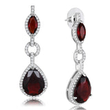 Rhodium Brass Jewelry Sets with Synthetic Synthetic Glass in Garnet