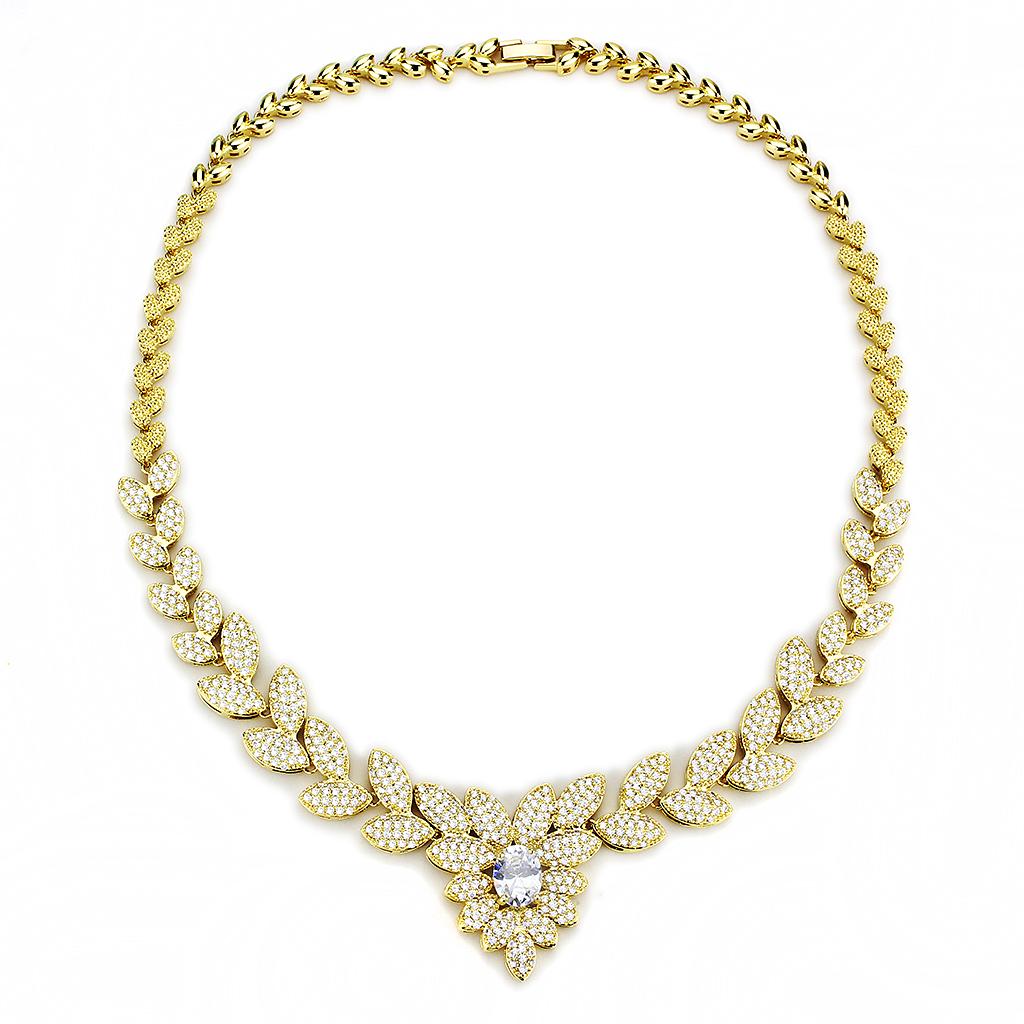 Gold Brass Jewelry Sets with AAA Grade CZ  in Clear