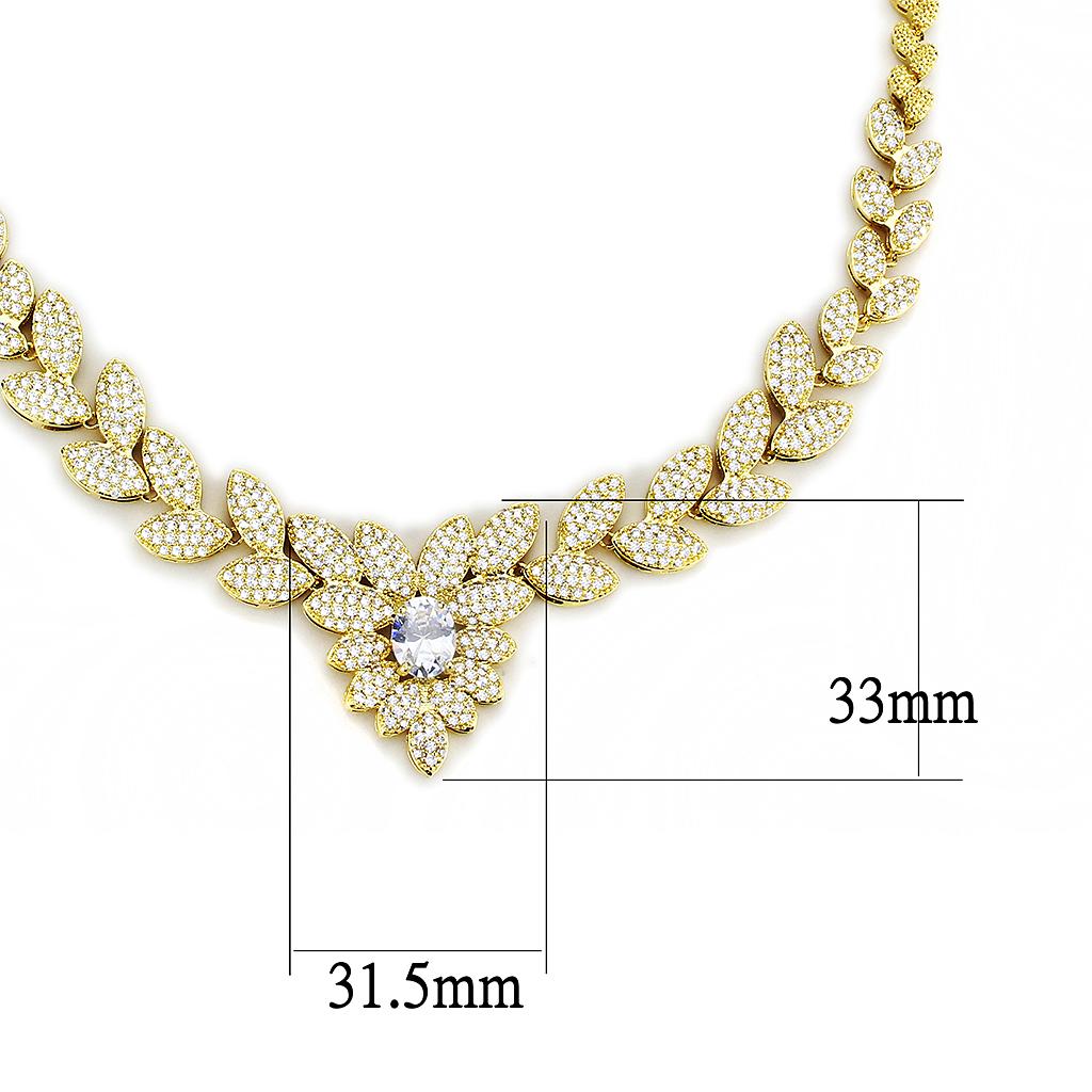 Gold Brass Jewelry Sets with AAA Grade CZ  in Clear