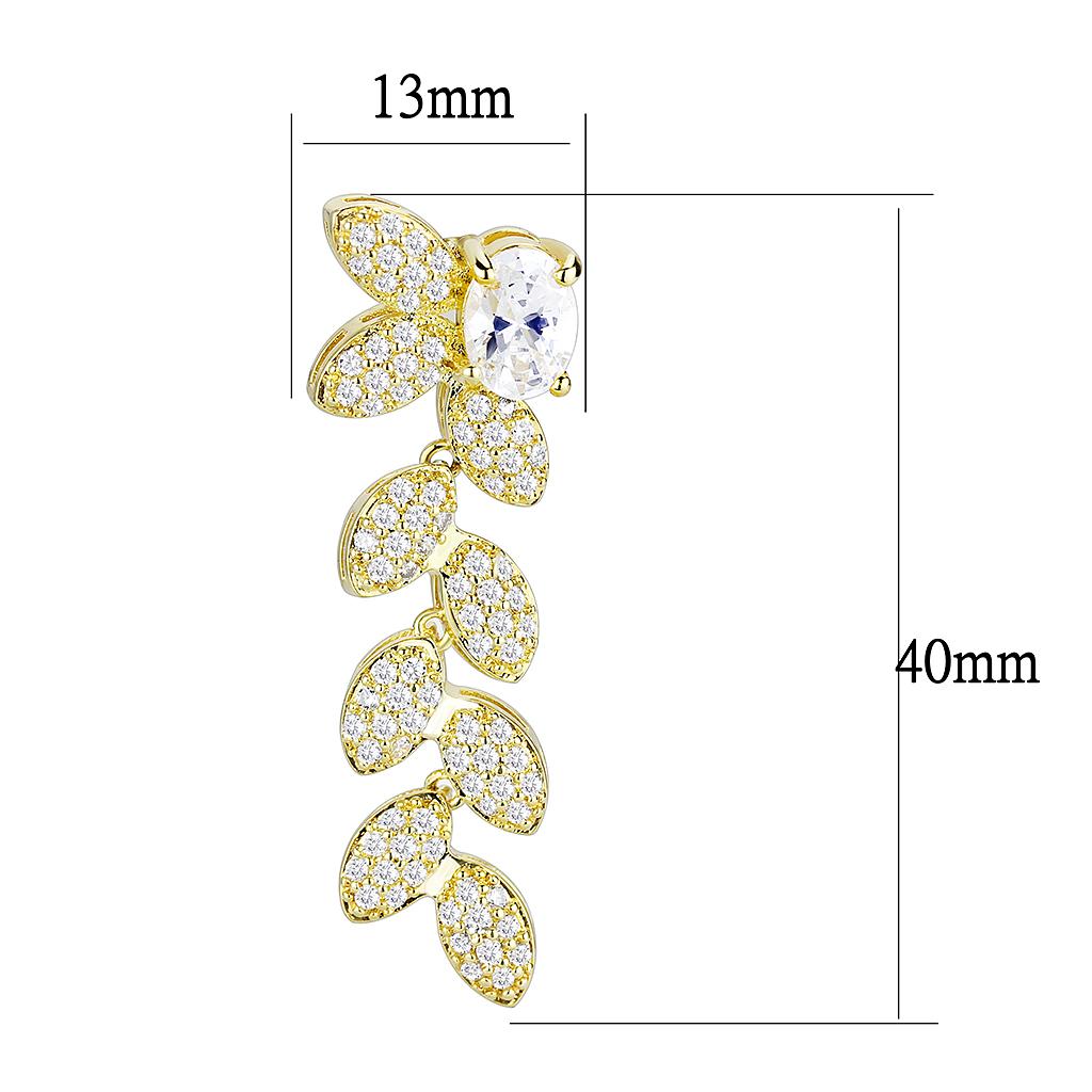 Gold Brass Jewelry Sets with AAA Grade CZ  in Clear