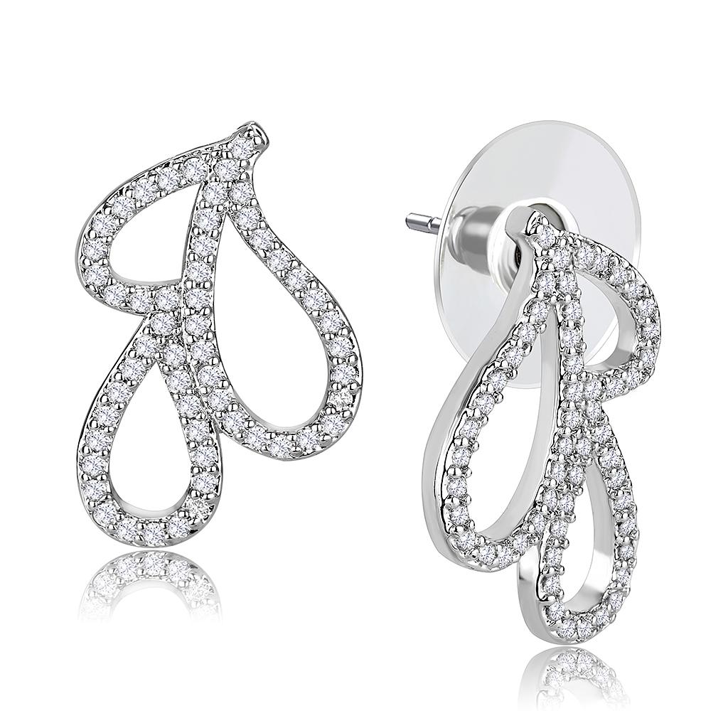 Rhodium Brass Jewelry Sets with AAA Grade CZ  in Clear