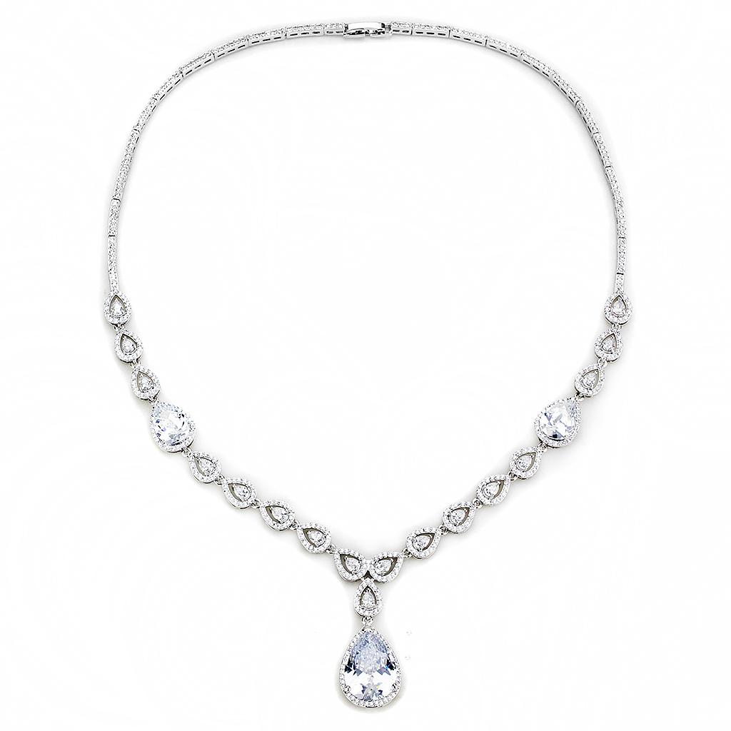 Rhodium Brass Jewelry Sets with AAA Grade CZ  in Clear