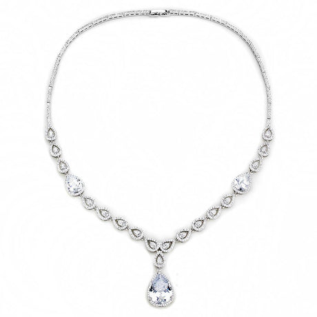 Rhodium Brass Jewelry Sets with AAA Grade CZ  in Clear