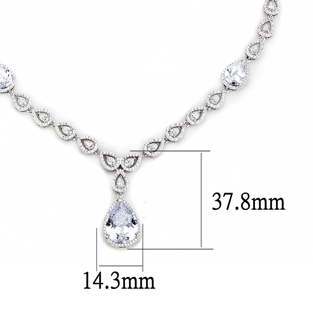 Rhodium Brass Jewelry Sets with AAA Grade CZ  in Clear