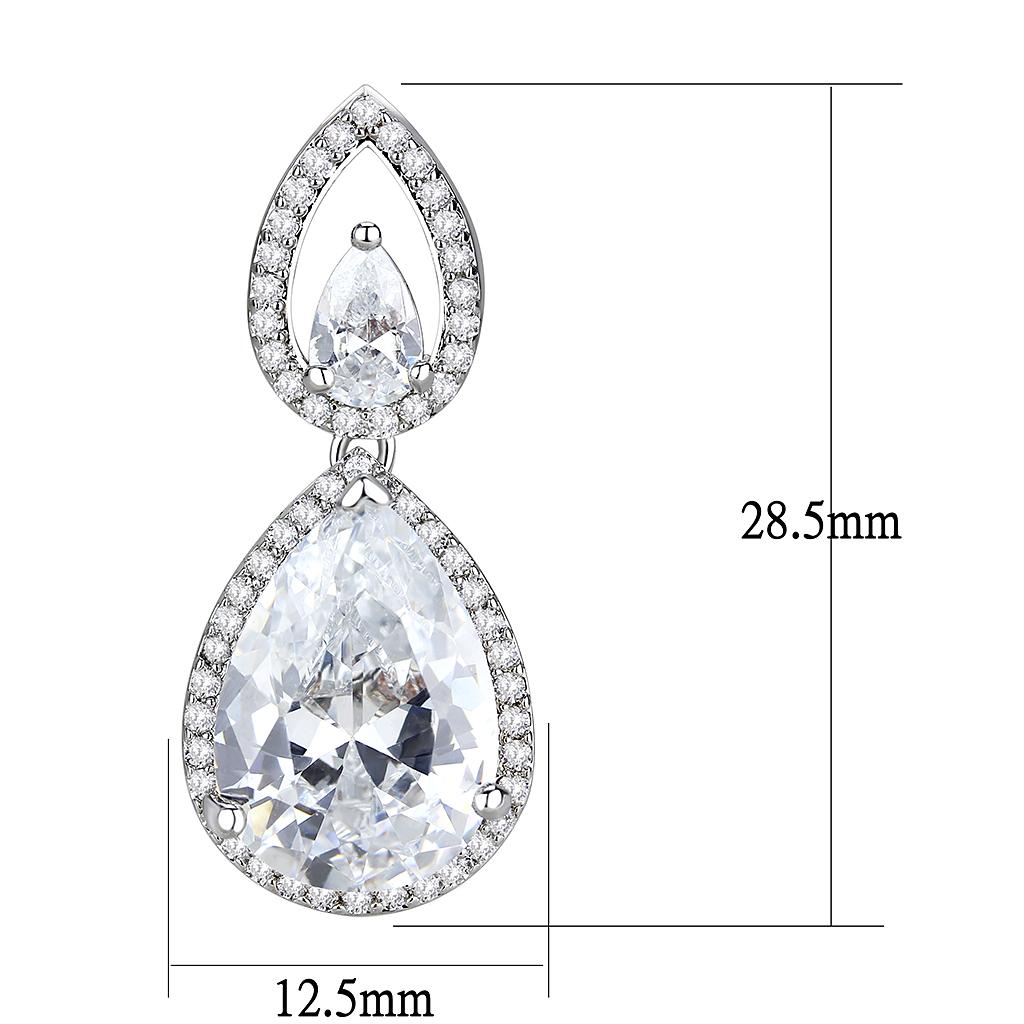 Rhodium Brass Jewelry Sets with AAA Grade CZ  in Clear