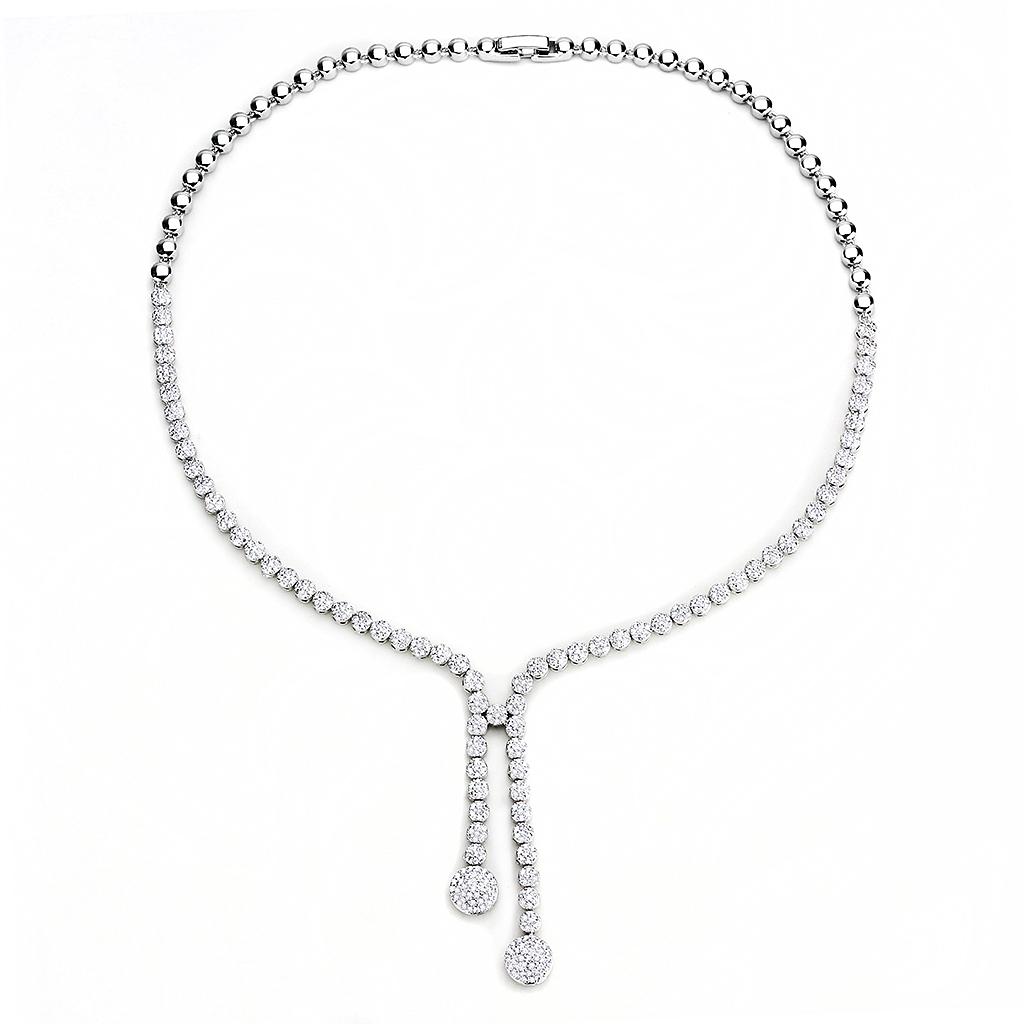 Rhodium Brass Jewelry Sets with AAA Grade CZ  in Clear