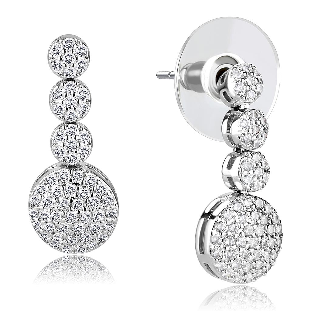 Rhodium Brass Jewelry Sets with AAA Grade CZ  in Clear