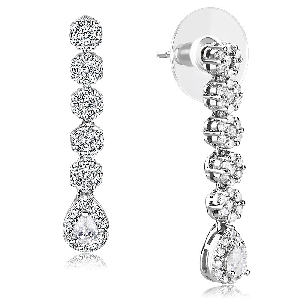 Rhodium Brass Jewelry Sets with AAA Grade CZ  in Clear