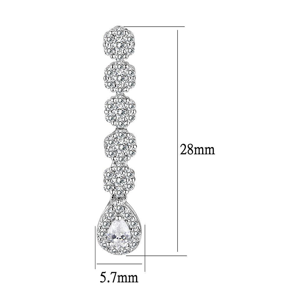 Rhodium Brass Jewelry Sets with AAA Grade CZ  in Clear