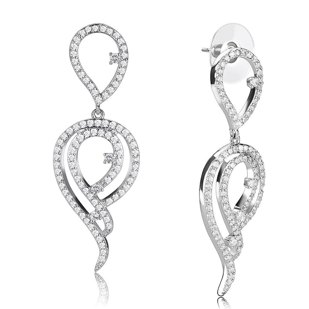 Rhodium Brass Jewelry Sets with AAA Grade CZ  in Clear