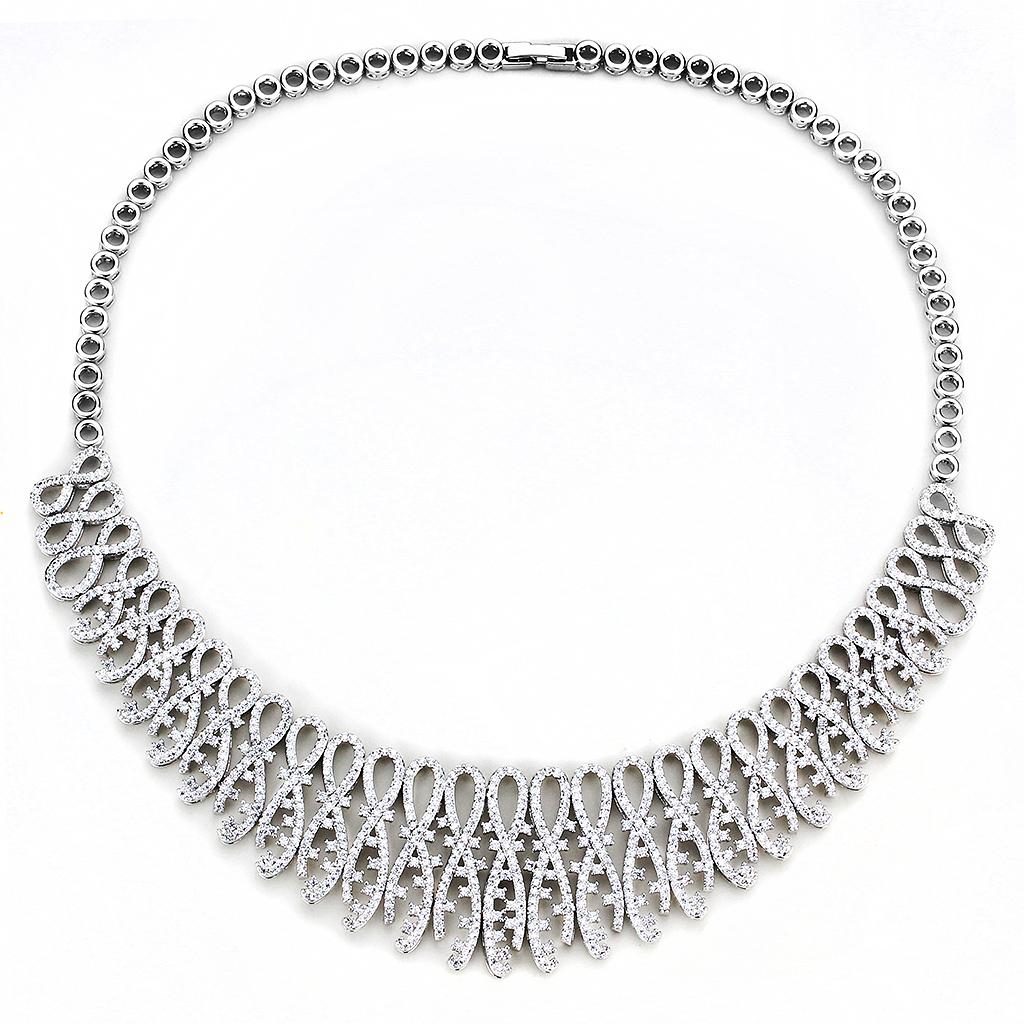 Rhodium Brass Jewelry Sets with AAA Grade CZ  in Clear