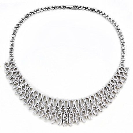 Rhodium Brass Jewelry Sets with AAA Grade CZ  in Clear