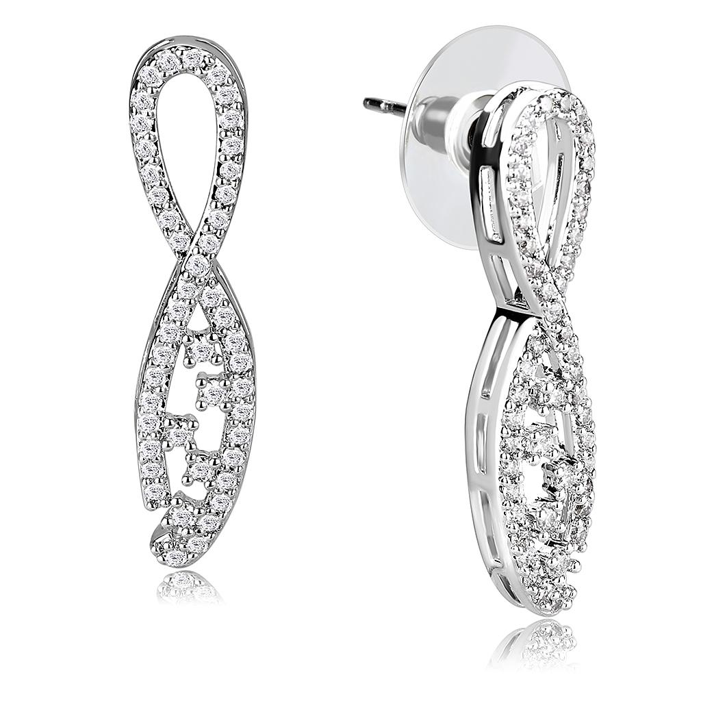 Rhodium Brass Jewelry Sets with AAA Grade CZ  in Clear