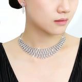 Rhodium Brass Jewelry Sets with AAA Grade CZ  in Clear