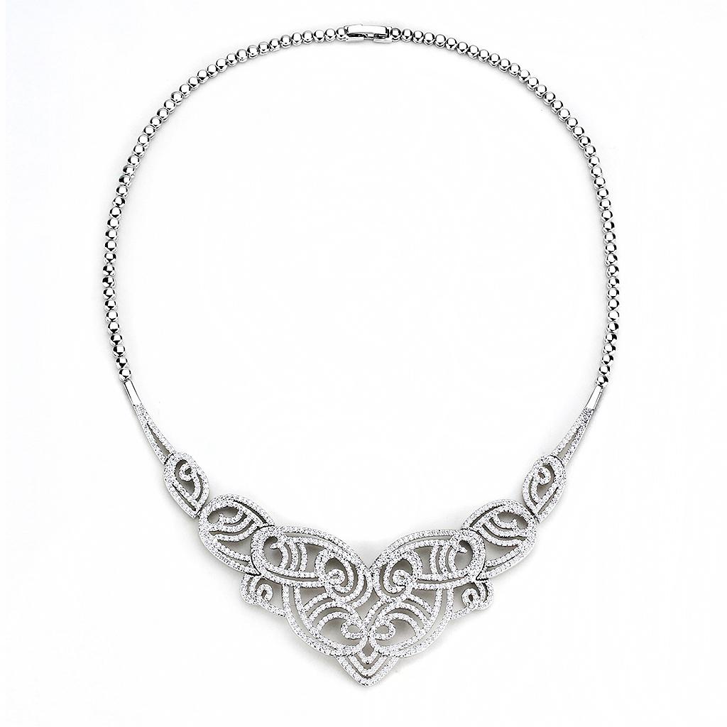 Rhodium Brass Jewelry Sets with AAA Grade CZ  in Clear