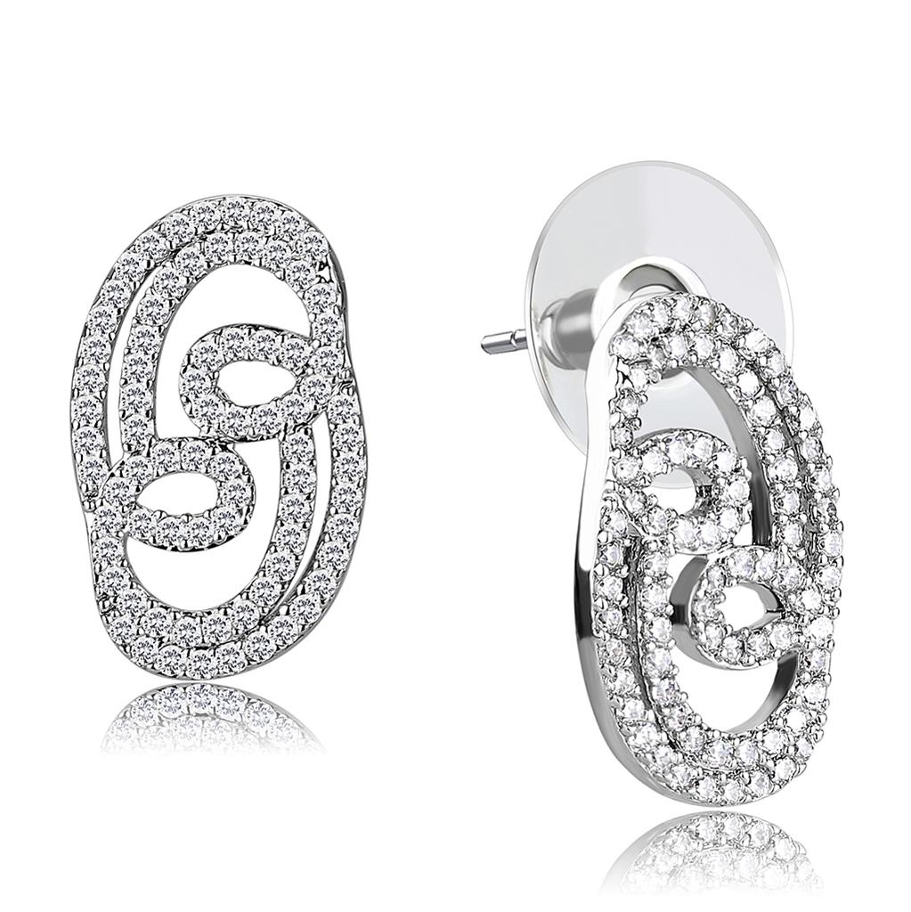 Rhodium Brass Jewelry Sets with AAA Grade CZ  in Clear