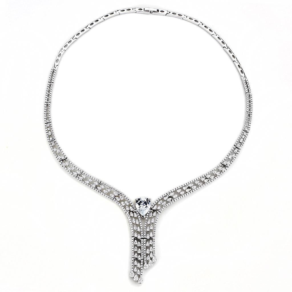 Rhodium Brass Jewelry Sets with AAA Grade CZ  in Clear
