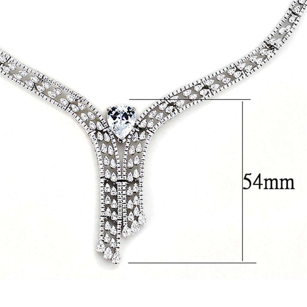 Rhodium Brass Jewelry Sets with AAA Grade CZ  in Clear